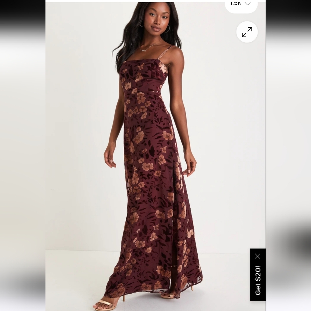 Lulu's Burgundy Floral Maxi Dress